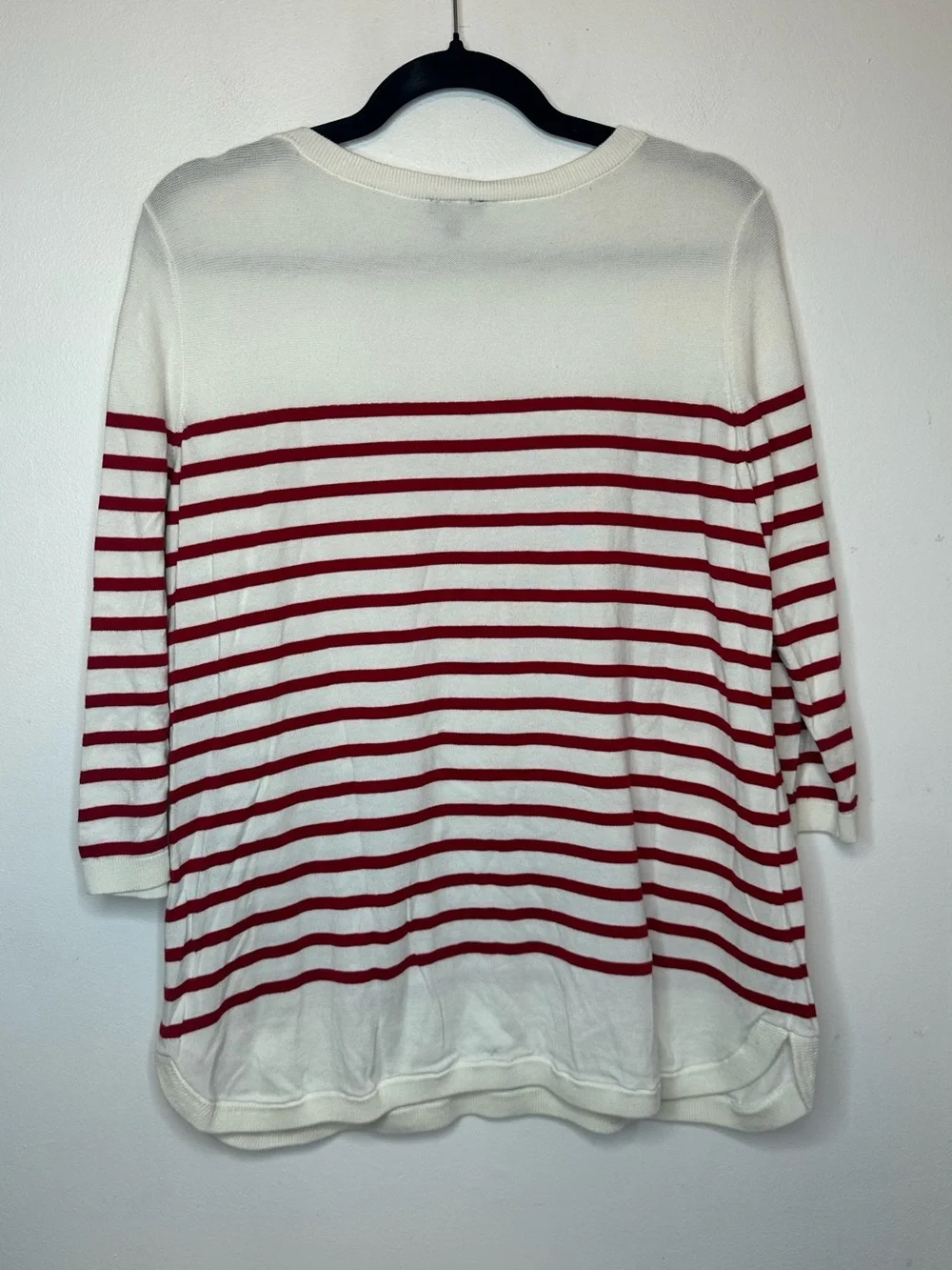 Talbots Women’s Plus Size Cute Bow Stripe Red White Tunic Sweater 1X Petite